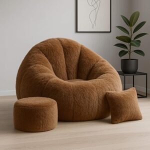 Biggie Bean Bag with Beans Filled 6XL The Evergreen Classics Bean Sofa-Comfort That Hugs Back-Styled for Elegance with Free Cushion & Footrest